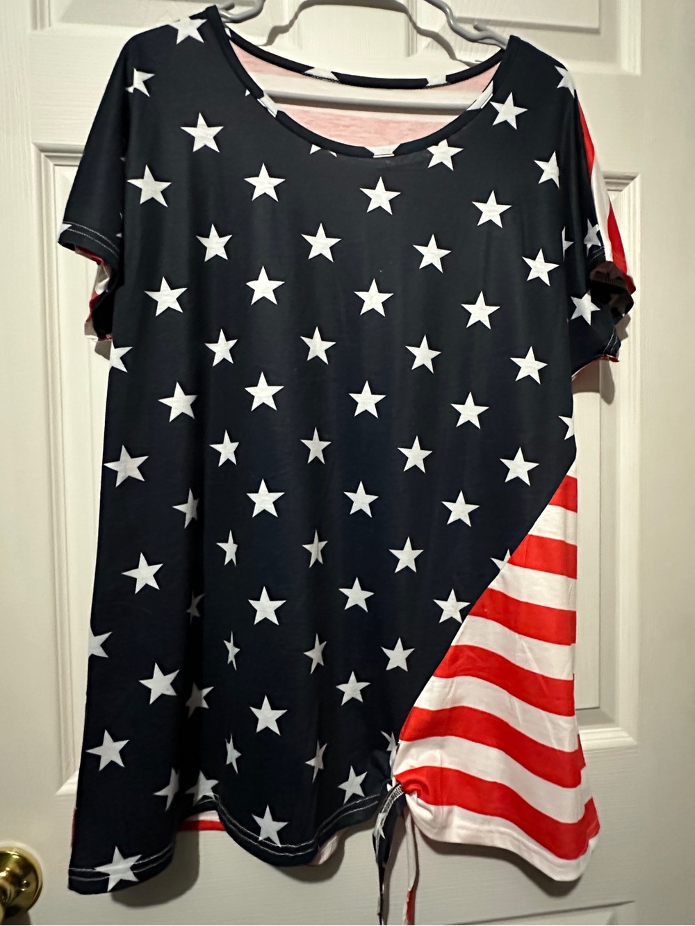 American Flag Star & Stripe XXL Tunic Top with tie front - Navy, White, Red